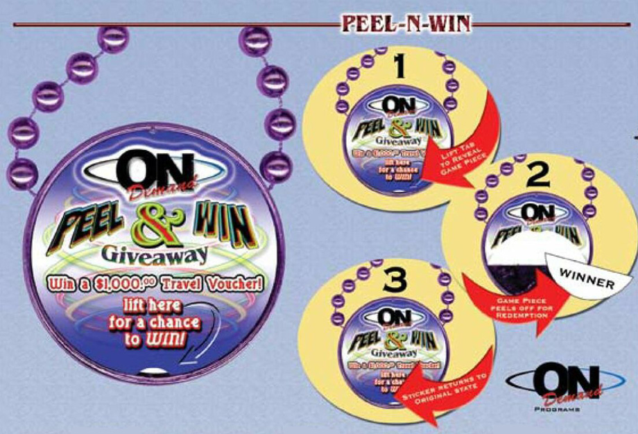 peel and win labels, peel and win game pieces, sweepstakes, contests, games